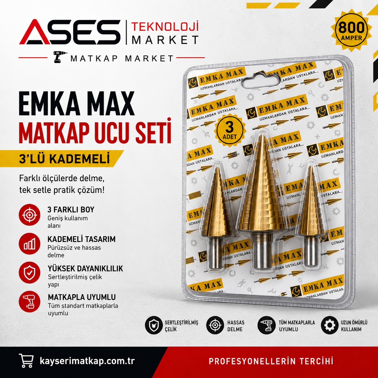 ÜÇLÜ MATKAP UCU SETİ